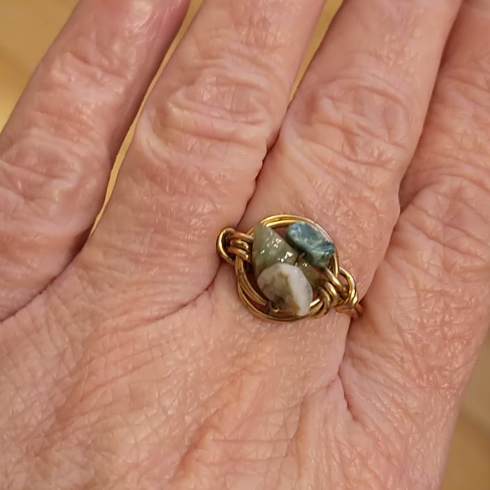 🇨🇦Triple Agate Stone Chip Ring